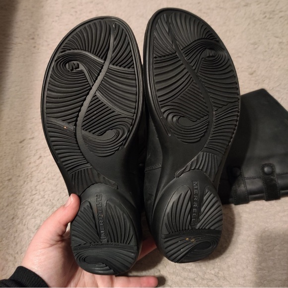 MERRELL Tetra Launch Waterproof Boots Women US 6 Black Leather Mid-Calf Moto Zip - Picture 9 of 9